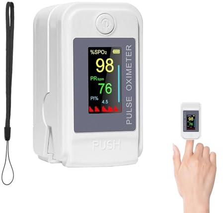 Pulse Oximeter,Oxygen Monitor Finger Adults,Finger Heart Rate Monitor,Blood Oxygen Monitor Finger Saturation with LED Display and Lanyard - Oxygen Saturation Monitors