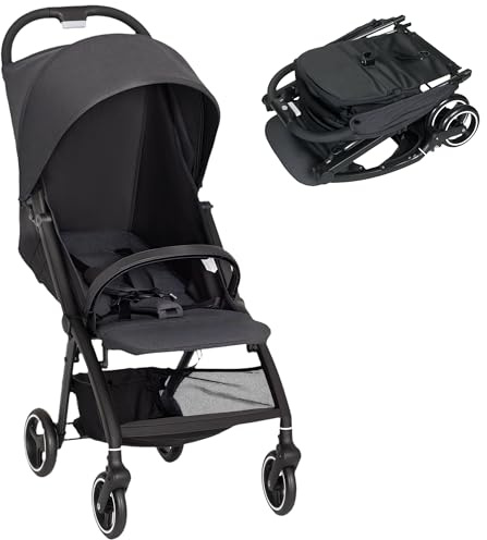 AIYAPLAY Passeggino Leggero 6.3kg per Bambini 0-3 Anni Pieghevole una Mano, Passeggino Compatto Reclinabile con Cappottina e Poggiapiedi Regolabile, Ruote e Cesto Portaoggetti, Fino a 15 kg, Grigio