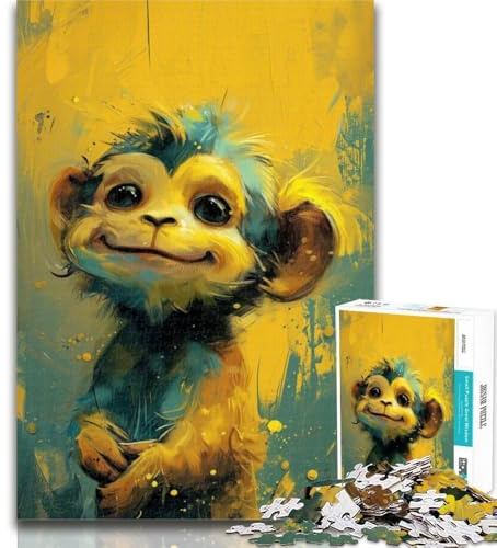Rompecabezas de 1000 Piezas Monito Amarillo para Adultos y Adolescentes, Juguetes educativos, Juegos antiestrés, decoración de Pared, 75x50cm