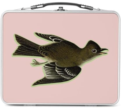 Fabulous Lunch Box Métal Argenté pour Sandwich et Snack - Sayornis Oiseau Planche Botanique Biologie Illustration Ancienne - Boîte à Goûter Aluminium Gamelle Rigide Style Rétro Imprimée en France
