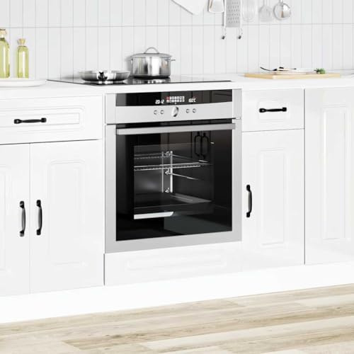 Teenpull Kalmar Armoire de cuisine en bois blanc brillant 60 x 46 x 81,5 cm avec espace de rangement pour four, micro-ondes, pieds réglables, armoire de rangement