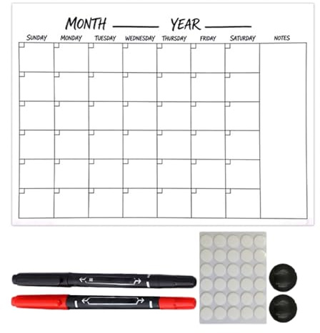Planificador De,Escribible Y Reutilizable Con Imanes | Calendario Mensual Sin Año - Para Profesores Estudiantes Y Familias En Sala De Estar Y Cocina