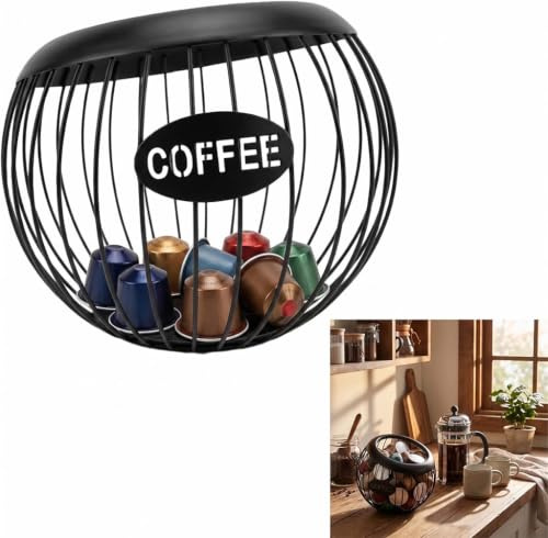 Soporte de Metal para Cápsulas de Café y Organizador Monodosis-Negro