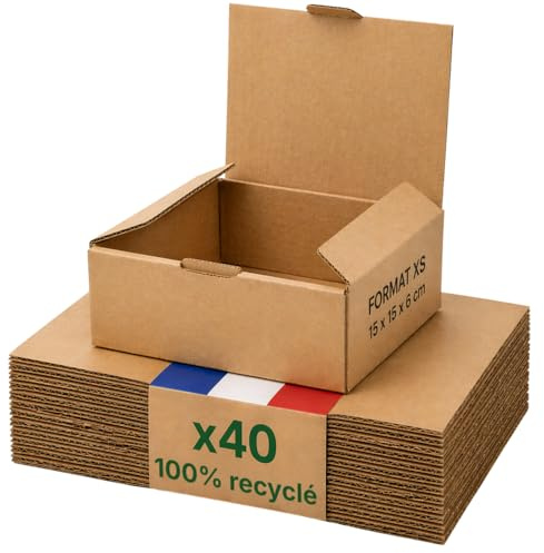 Boite carton emballage colis XS - Lot de 40-15 x 15 x 6 cm - Renforcé - bijoux, cosmétiques, échantillons - Life Pack