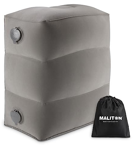 Maliton Fußstütze Flugzeug, Aufblasbare Fußstütze Kissen für Reisen Auto & Zuhause & Büro, Höhenverstellbar Flyaway Kids Bed, Zum Schlafen auf langen Flügen für Kinder (Grau, 1 Stück)