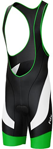 FDX Cuissard à Bretelles pour Homme, Cuissard de Cyclisme rembourré 3D avec Bretelles en Mesh, Poche zippée et Bandes antidérapantes aux Cuisses, vêtement de Cyclisme d'été Respirant (Blk/Green-3XL)