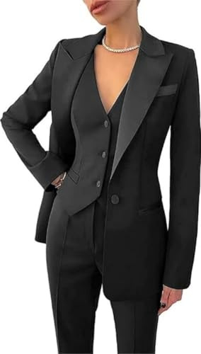 LIBODU Women Pantsuits Wedding Tuxedos Party Wear Suits Formal Business Suits Black
