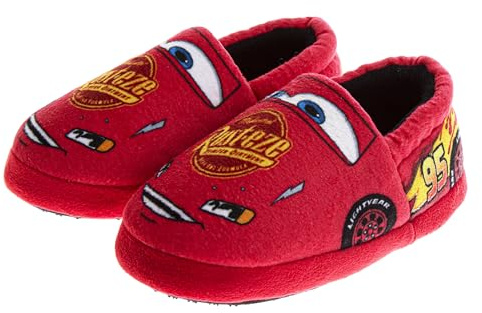 Disney Cars Lightning McQueen Racecar Boys Plush Aline Slippers (Red/Multi, 11-12 M US Little Kid)