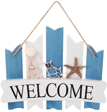 SEWACC Benvenuti Stile Mare Mare Casa Marine Welcome Porta Segno di Benvenuto per Anteriore Casa in Appendere Segno Stile Stile Beach Tema Decorazione Caffetteria Home al Mare
