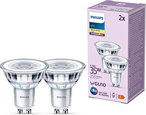 Philips LED Lampe ersetzt 35W, GU10 Reflektor, warmweißes Licht (2700K), 255 Lumen, 2er Pack