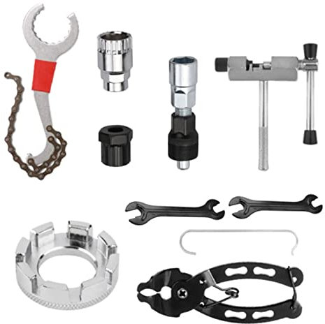 Alomejor 9-teiliges Fahrrad-Reparatur-Werkzeug-Set Tretlager-Kurbel-Freilauf-Entferner-Schraubenschlüssel Fahrrad-Kettenzangen-Set