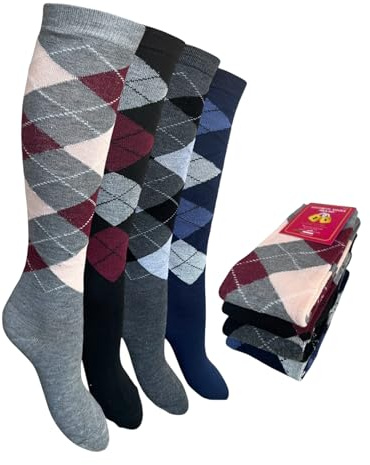 4 paires de Chaussettes Hautes Montantes pour femme en coton chaud fabriquées en Italie, taille unique