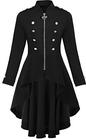 Manteau gothique pour femme, veste steampunk, costume médiéval pour femme, costume victorien, vintage, médiéval, frack d'hiver, festif, smoking, vêtements élégants avec fermeture éclair