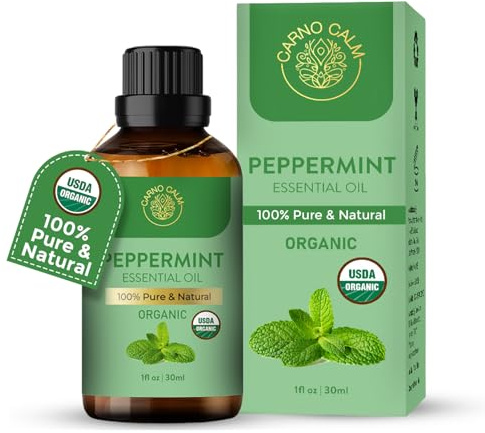 Carno Calm Pfefferminzöl 30ml | 100% Reines Ätherisches Pfefferminzöl für Haut & Haare | Minzöl für Aromatherapie, Körper, Reinigung, Diffusor & Entspannung | 1 fl. oz
