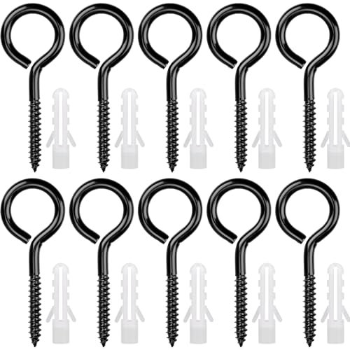HATANSE 10 tornillos con ojal de acero inoxidable M6 x 80 mm, ojales de tornillo resistentes, ganchos grandes con ojales, ganchos de rosca para hamacas, toldos, sillas mecedoras, cable fijo, cestas