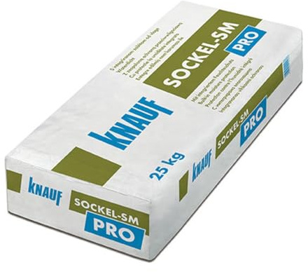 Knauf Sockel-SM Pro Mortier adhésif, enduit d'armature et de finition avec protection contre l'humidité pour la zone de socle, 25 kg, pour l'intérieur et l'extérieur, catégorie de résistance à la