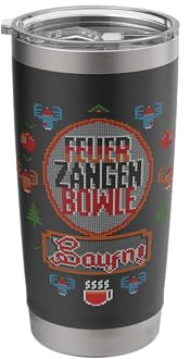 Feuerzangenbowle Saufn Mulled Wine Ugly Christmas Sweater Stainless Steel Insulated Tumbler