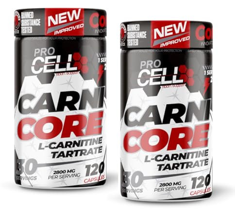 ProCell CarniCore | PACK x2 UDS | Quemagrasas con L-Carnitina Tartrato (240 cápsulas / 60 Servicios) - 2800mg de L-Carnitina por Dosis - Apoya la Pérdida de Peso y el Adelgazamiento