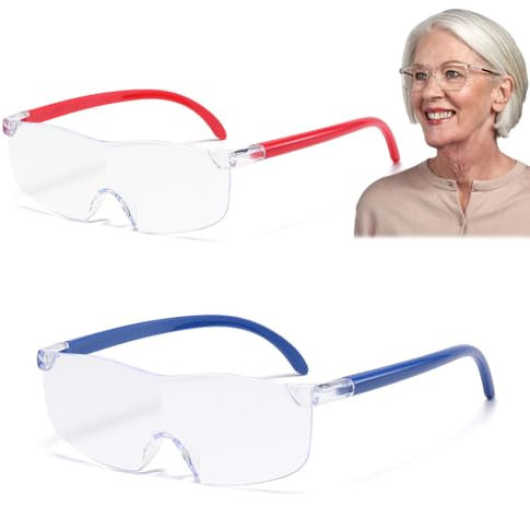 HAMKU 2 Pezzi Occhiali Con Lente d'Ingrandimento,300% Lente d'Ingrandimento,Lente D'Ingrandimento Da Lettura Per Anziani,Lenti Da Lettura Portatili Per La Lettura Degli Anziani Lente Di