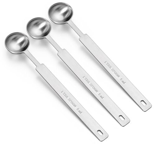 Ouligay 3 Stück 5ml Edelstahl Messlöffel Kaffeelöffel Portionierlöffel Kaffee Portionierer Dosierlöffel Esslöffel Teelöffel Kaffeedosierlöffel Measuring Spoons Kaffeemesslöffel für Satz Gewürze