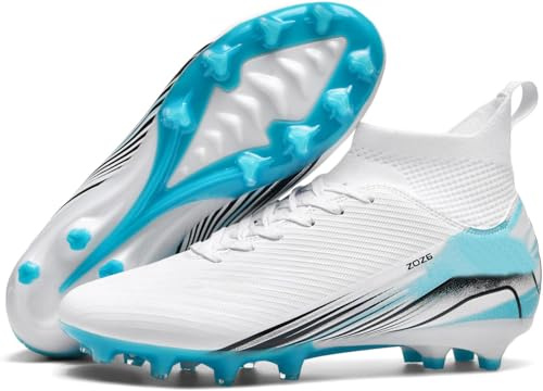 Kmrlofiy Fotbollsskor, herr, pojke, High Top Spike, mikrofiber, Cleats, professionella fotbollsskor, utomhus, atletisk, träningsskor, tävling, Amg J2, 44 EU