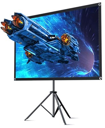 60 70 80 92 Projector Screen and Stand, 16:9 Foldable Portable Movies Screens, Wrinkle-Free for Camping Backyard Home Theater(60 Inch)