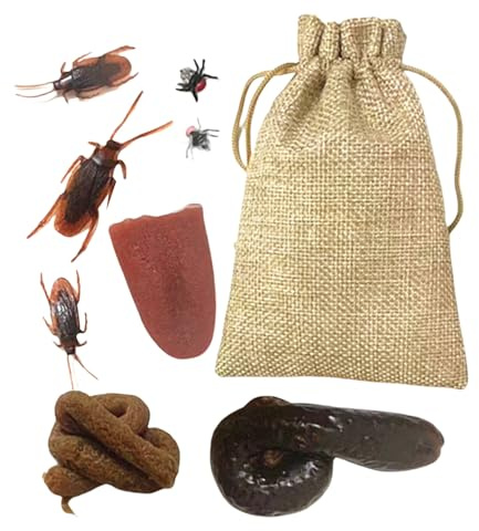 Générique Articles de Farce et Attrape - 10 pièces Cafards Féces Novelties,Kit Blagues 1er Avril Jeux de Farces Gags et Jouets à Blagues Accessoires Halloween