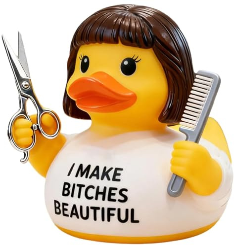 Generisch Friseur-Entenfigur „Ich Mache Frauen schön“ – Friseur-Ente, lustige Deko-Ente für Friseure, originelles Geschenk für Friseure und Beauty-Fans. (#D)