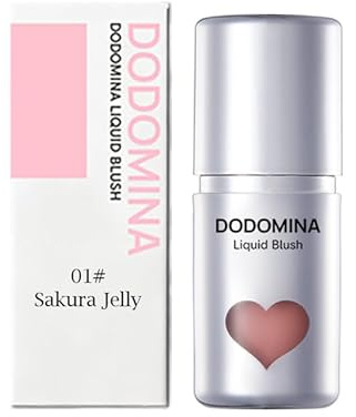 DODOMINA Natural Finish Liquid Blush, Long-Lasting Liquid Cheek Tint, Dewy Finish, Sweatproof, Multipurpose Makeup for All Skin Types (7g/0.25fl oz) (Sakura Jelly)