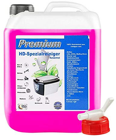 5 Liter Premium Ultraschallreiniger Konzentrat mit Auslaufhahn für die optimale und Rückstandfreien Reinigung von Brillen, Schmuck, Münzen u.v.m - 1L /5,80€