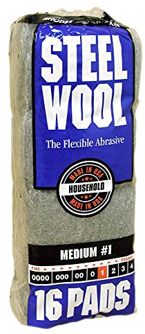 Homax Rhodes American Household - Almohadilla de lana de acero, grado medio #1, 16 almohadillas