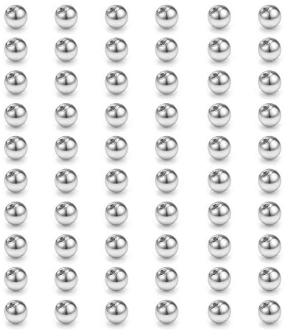 D.Bella 60pcs 16G 3mm 316L Surgical Steel Replacement Balls Body Jewelry Piercing Barbell 16G 3mm Balls for Women Men