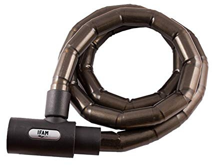 IFAM Lucchetto Antifurto Moto Modello Slide, Cavo in Acciaio Rinforzato con Corazzatura Snodata, 1 MT Lunghezza, Catena Snodata Alta Flessibilità, Colore Grigio, Sicurezza e Protezione