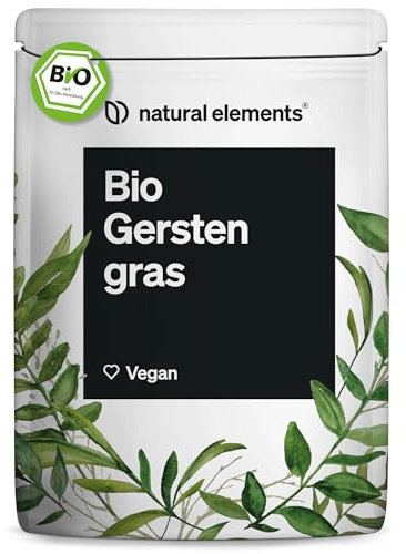 natural elements Bio Gerstengras Pulver 500g – 100% nachhaltig angebaut in Deutschland – für grüne Smoothies – Rohkostqualität, vegan, ohne unnötige Zusätze – laborgeprüfte Qualität