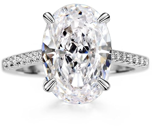 Michooyel S925 4k ovalt skuren kubisk zirkonia förlovningsringar för kvinnor vigselring löftesring sterling silver vigselring, Små, Ädelsten, Kubisk zirkonia