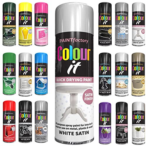 Classic Signature -1 x All Purpose White Satin Aerosol Spray Paint 250ml Quick Drying Spray, Fast Dry and Excellent Coverage for Wood, Metal, Plastic and more