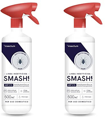 Insetticida Ragni Spray Smash | Repellente Biologico Anti Ragno AMP 2 CL 500 ml | Trattamento per Ragni per Interni ed Esterni | Allontana ragni | Disinfestante Atossico a base d'Acqua