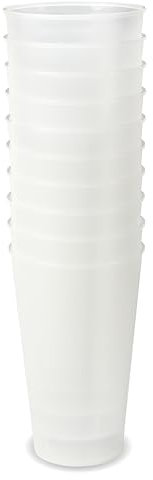 Schramm® Mehrweg Becher ca. 400ml matt transparent wählbar 10, 20, 30 oder 50 Stück wiederverwendbar Kunststoff Mehrwegtrinkbecher, Größe:10 Stück