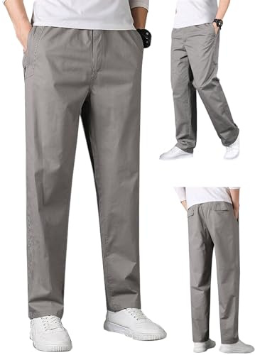 Aotoyou Pantalon Homme Taille Elastique Coton Léger Baggy | Pantalon de Travail Jogging Homme avec Cordon de Serrage et Grande Taille Pantalon Chino Décontracté Coupe Droite