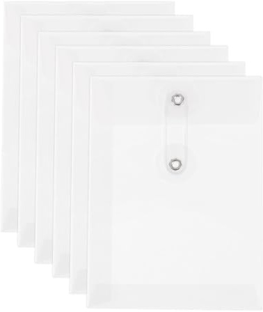 PATIKIL 6pz Buste in Carta Kraft con Chiusura a Corda, 5,5 x 4 Pollici Buste Vintage Archiviazione Documenti Cartelle per Ufficio Casa Organizzazione Documenti, Trasparente