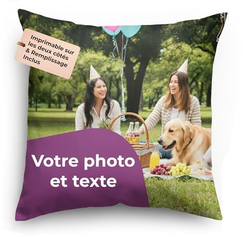 Cuscino Fotografico Personalizzato con Stampa Fronte-Retro, Foto o Testo, 35,6 × 35,6 cm, Morbido Cuscino Decorativo per la Casa, Regalo per Compleanni e Anniversari, Ideale per Amici e Familiari