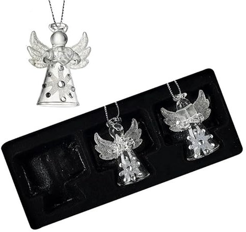 Heaven Sends Set di 3 decorazioni natalizie in vetro a forma di angelo, da appendere, 7 cm, decorazione natalizia per la casa, idea regalo per Natale, ornamenti natalizi da appendere, decorazioni per