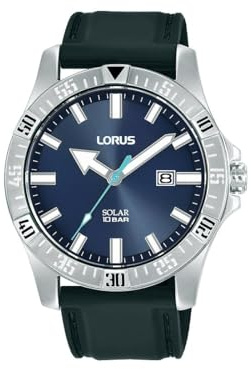 Lorus Herren Uhr Solar Edelstahlgehäuse mit Silikonband RX383AX9