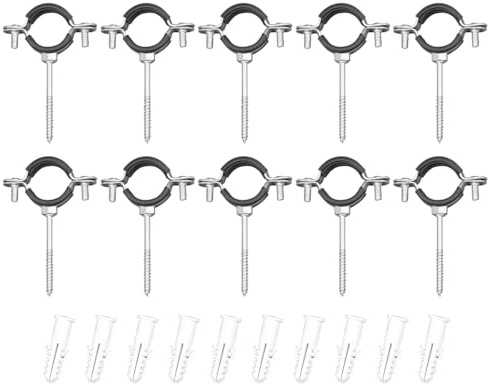 Laroal 10 st Rörklämmor med gummiinsats Vibrationsdämpande Rörhållare Skruv Rörklämma Rörhållare för kanaler Runda rör Ventilationskanaler Diametrar på 25-30mm
