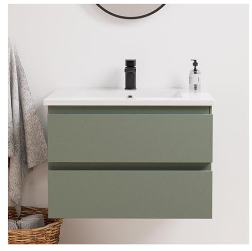 MOB-IN Ensemble Simple Vasque Sorrento 60cm avec Plan céramique et Robinet Noir
