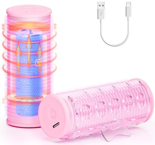 Rechargeable Electric Hair Rollers, 2pcs Mini USB Heated Bangs Roller Set, Portable Bangs Curler for Hair Styling Tool, Cordless Heated Hair Curler with Auto Shutoff, Bangs Hot Roller DIY Hairstyles
