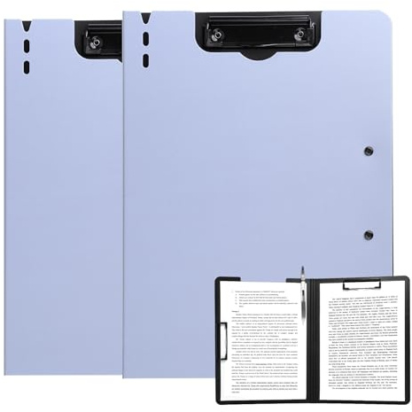 FRETONBA Porte-documents A4, 2 Pièces Dossier avec Porte-bloc et Couvercle, Porte-documents avec 2 Pinces, Tableau pour Bureau/Chantier/École, Violet