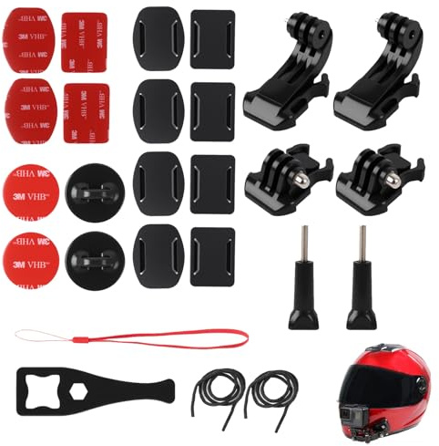 Riybyds 36 Piezas Accesorios Camara Deportiva, Soportes Adhesivos Curvos y Planos para Cámaras de Acción, Montaje para Casco y Otras Cámaras Deportivas, Fácil Instalación y Retiro