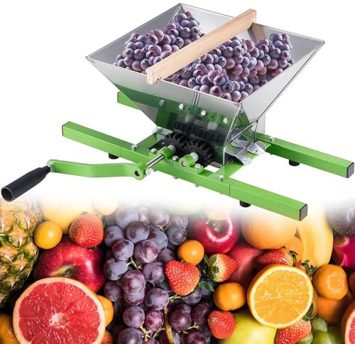 Fruit Crusher, Stainless Steel 7L Manual Juicer with Handle, Portable Fruit Mill and Grinder for Making Juice, Spice, or Must