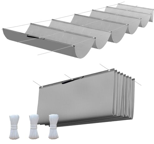 Indragbar vågig solsegel justerbar solsegel för skuggning med draglina och öljetter, solskydd, vattentät, utomhus, pergola, UV-resistent markis tillämplig för terrass, trädgård, 1 x 2 m